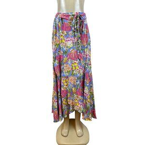 Matilda Jane Womens Floral Wrap Skirt Blue Multi-Color Rayon Size M - New